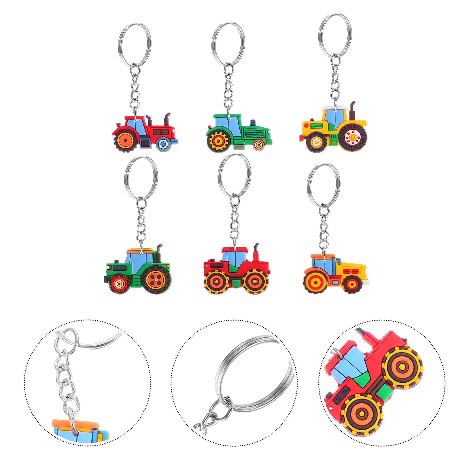 

6 Pcs Agricultural Car Keychain Classroom Prize Easter Goody Bag Filler Tractor Party Favor Gift Ring Farm Theme Child