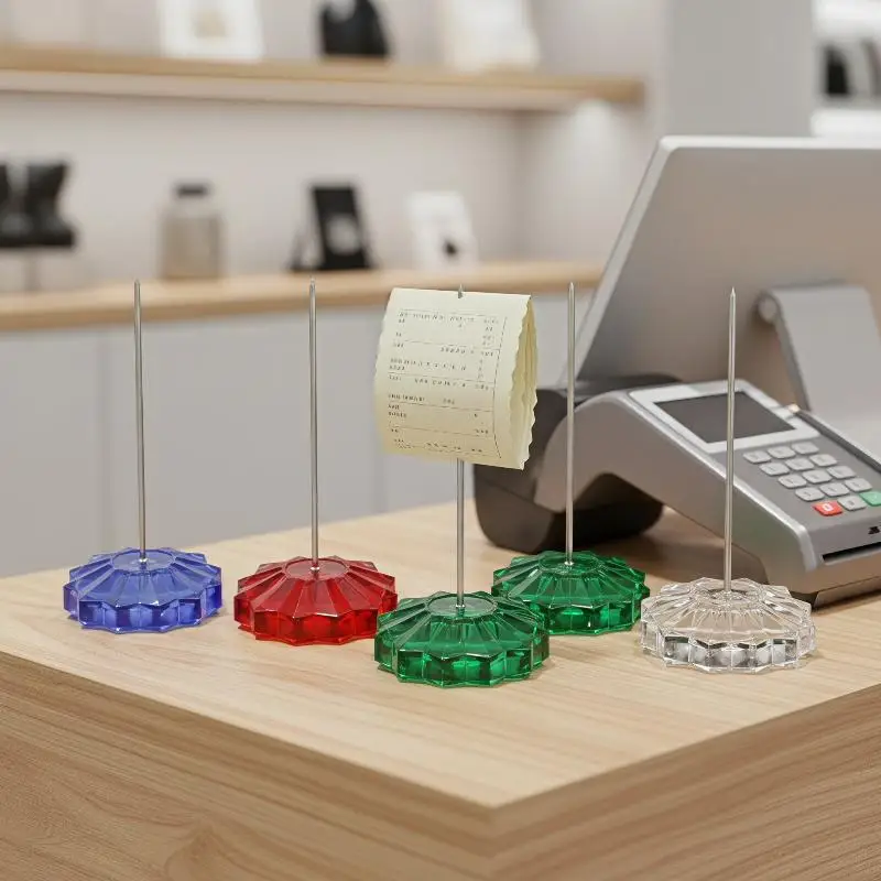 Receipt Holder, Paper Memo Holder, Receipt Spike Stick Plastic Base, For Office Shop Storing Bills Invoices Memos