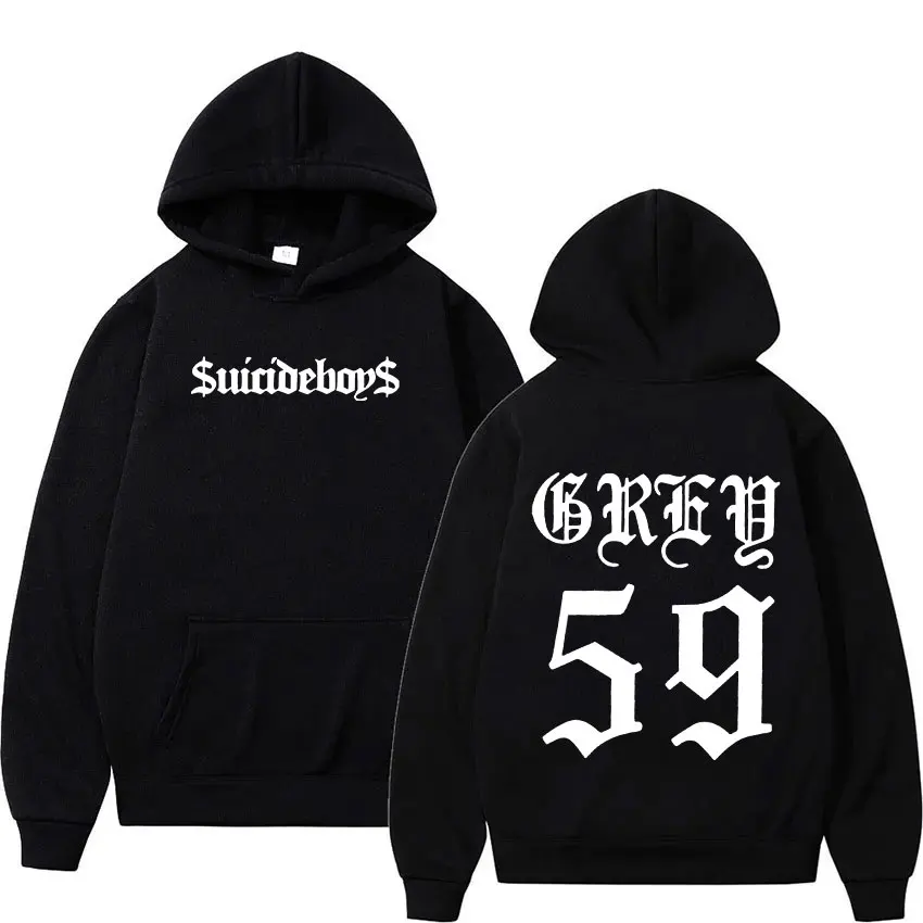 Suicideboys แร็ปเปอร์เสื้อฮู้ดชายหญิงพิมพ์ลายเครื่องหมาย G59ย้อนยุคแขนยาวแฟชั่นเสื้อขนแกะลำลองสวมหัวมีฮู้ดโอเวอร์ไซส์