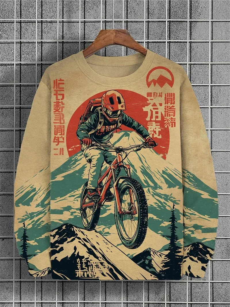 

2025 Men's Animal Cat Sweatshirts Long Sleeve Sweatshirt Crew Neck Fashion Cool 3D Printed Japanese Art Prints Casual Sweatshirt