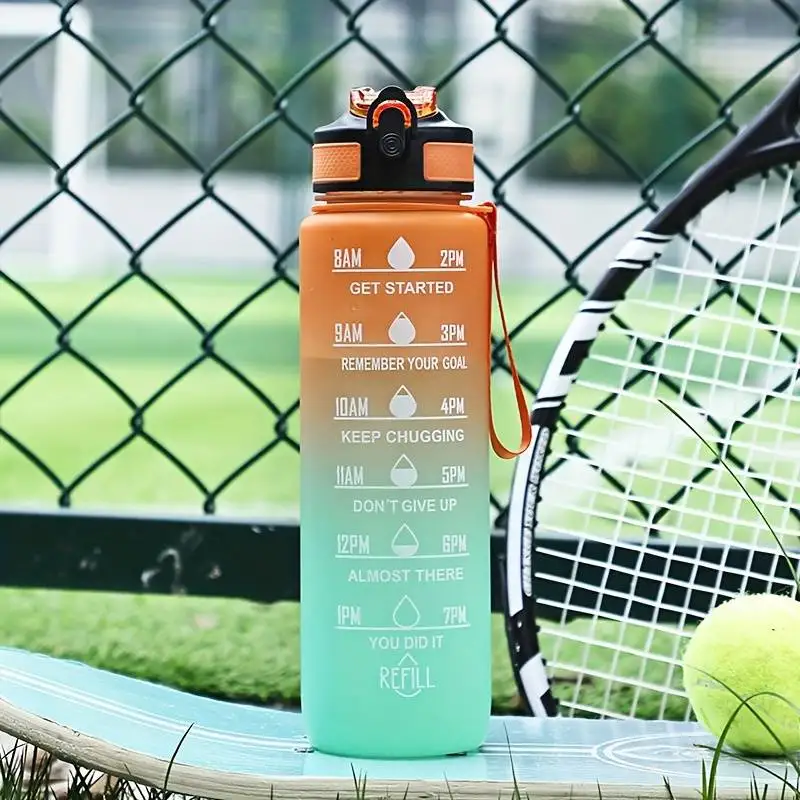 Gradient Color 1000ml Large Capacity Outdoor Sports Plastic Cup, Bouncing Suction Nozzle, Space Cup image 5