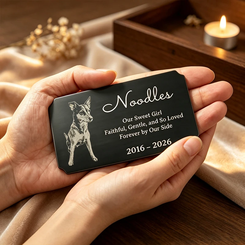 Custom Stainless Steel Black Memorial Plaque Customized Personalized Laser Engraved Photo & Text Pendants Pet Bereavement Gifts