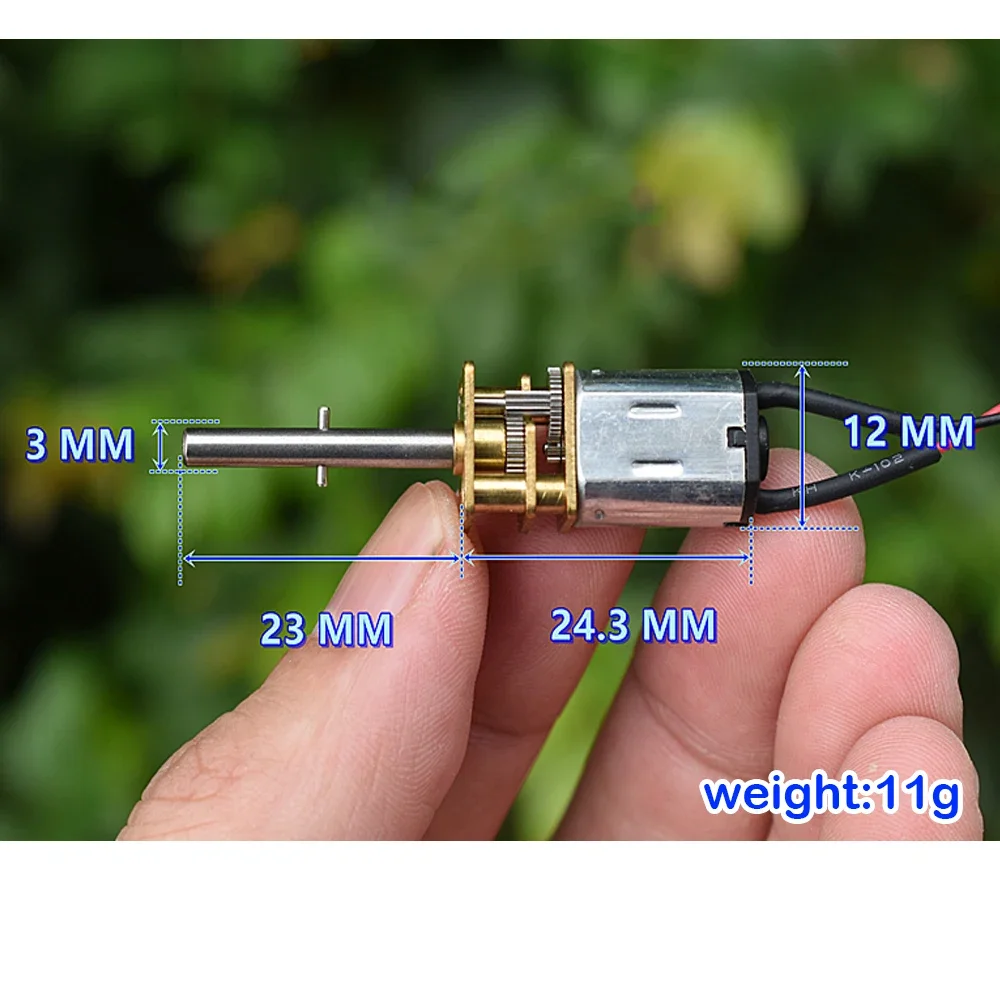 Mini 12mm N20 Gear Motor DC 3V 5V 6V 900RPM High Speed Gear Reduction Motor 23mm Long Shaft Ratio 1:10 Full Metal Gearbox