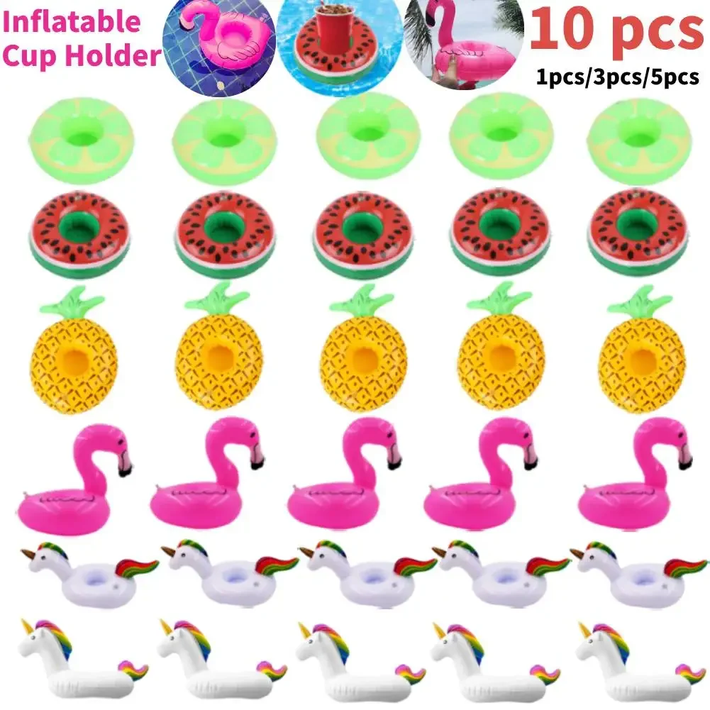 Inflatable Cup Holder Mini Floating Cup Unicorn Flamingo Drink Holder Bar Coasters Floatation Swimming Pool Floats Cup Stand