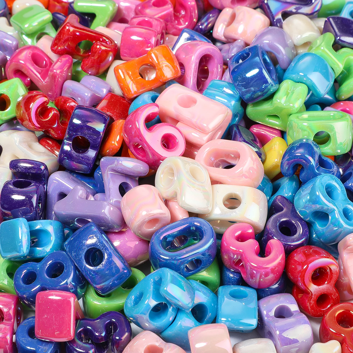 100g Farbige Acryl-Abstandshalterperlen mit großen Löchern für DIY-Schmuckherstellung, Armbänder, Ohrringe, Halsketten, Schlüsselanhänger-Materialien – Detail 4
