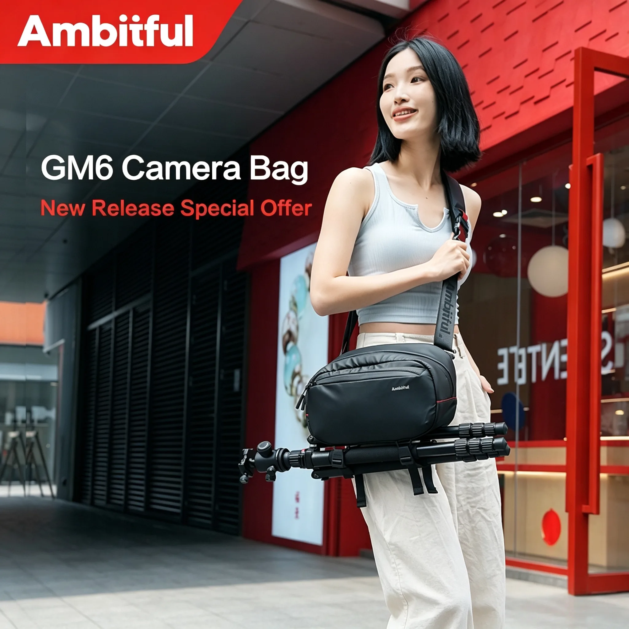 Sac à bandoulière pour appareil photo Ambitful Genie Magic 6L GM6 grande capacité pour appareil photo, iPad, caméra d'action, objectif, accessoires de studio photo
