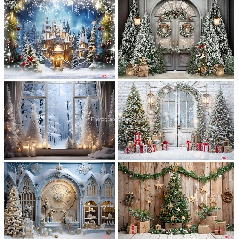 

Christmas Day Flower Wreath Photography Backdrops Props Indoor Decoration Winter Wonderful Xmas Eve New Year Background RD-04