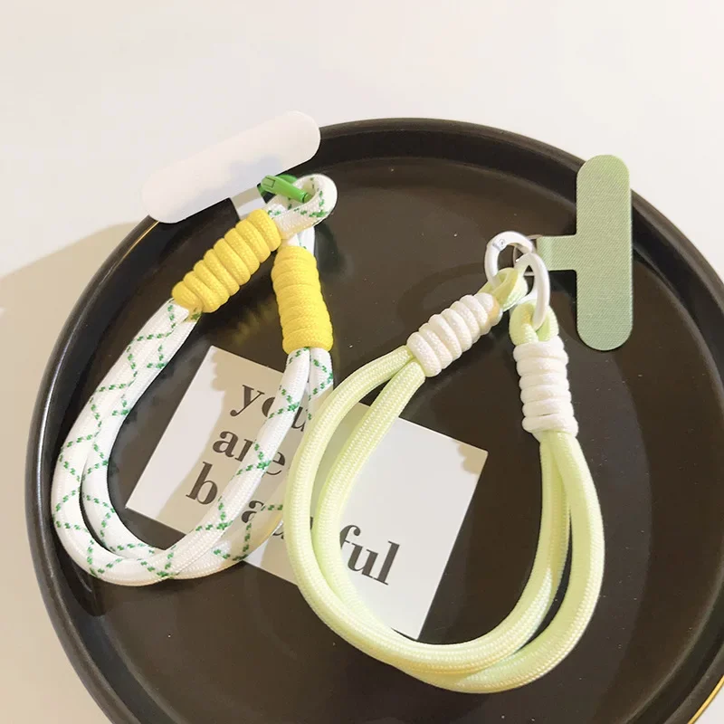 Cute Trendy Pastel Short Phone Case Lanyard Wrist Strap Durable Macaron Color Phone Charm Chain for Women