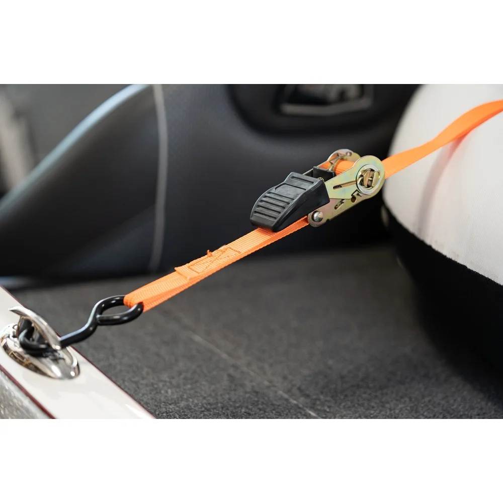 Ratchet Tie Down Straps 1 Inch X 12 Feet 400 Pound Capacity 2 Pack with Corrosion Resistant Hooks Adjustable Trailers Boats Cars