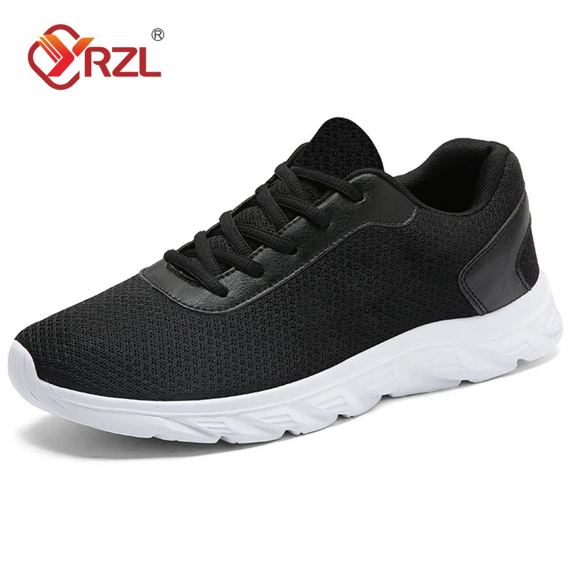 YRZL Men Casual Sneakers Breathable Mesh Sport Shoes Lightweight Outdoor Black Running Shoes Athletic Jogging Walking Shoes Man