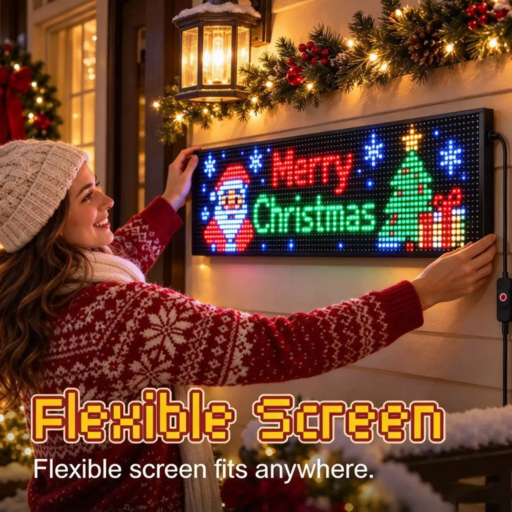 Graffiti Text Display RGBIC LED Net Lights Flexible USB 5V LED Matrix Pixel Panel Bluetooth RGB Pattern Smart LED Lights Garden