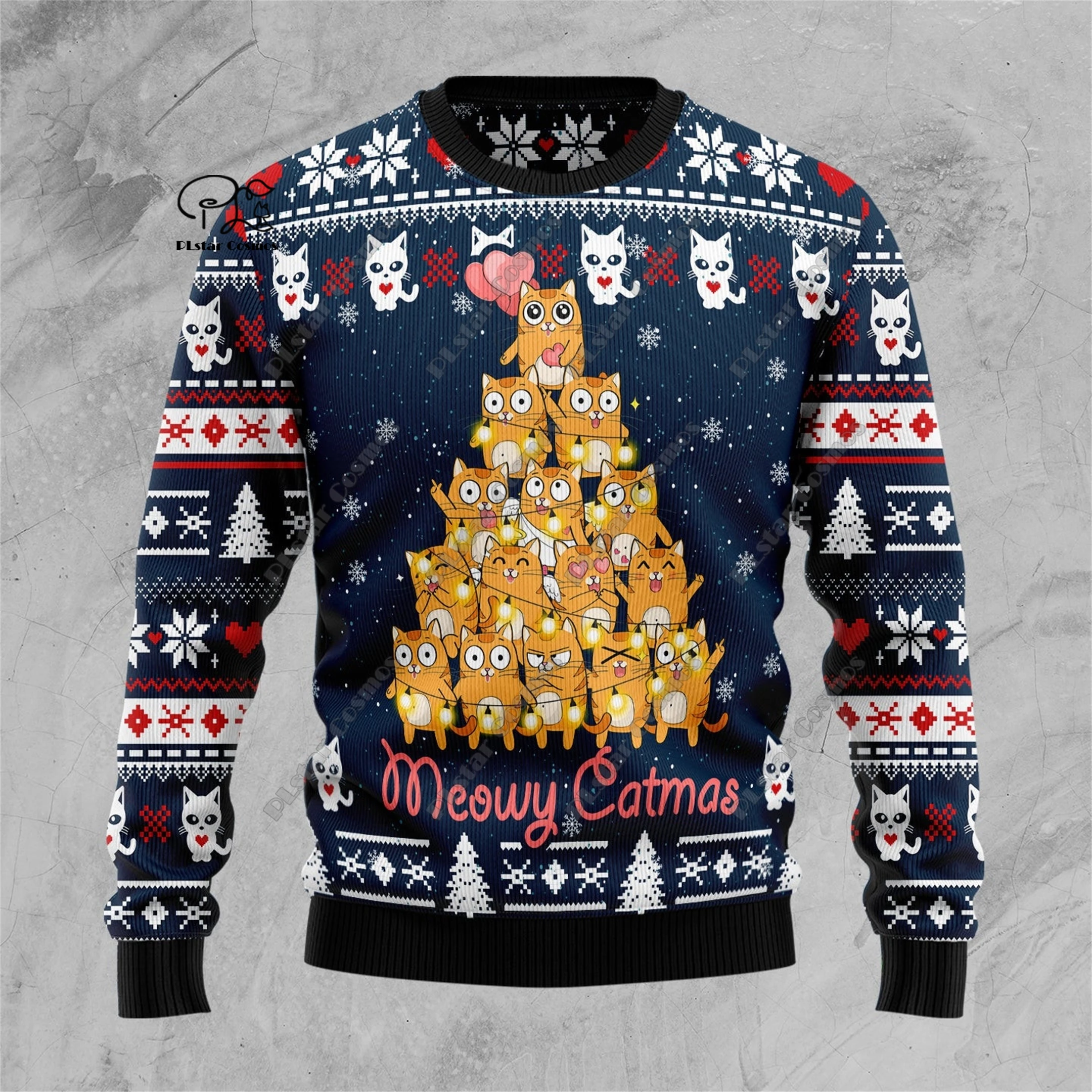 New 3D Printed Animal Custom Series Cute Christmas Pattern Ugly Sweater Street Casual Winter Sweatshirt S-103