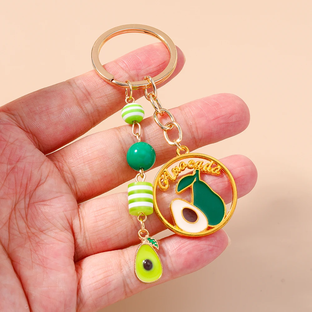 Aihua Schöne Emaille Rote Kirsche Apfel Traube Ananas Schlüsselanhänger Früchte Orange Avocado Schlüsselanhänger Handtasche Anhänger DIY Schmuckstücke – Detail 6