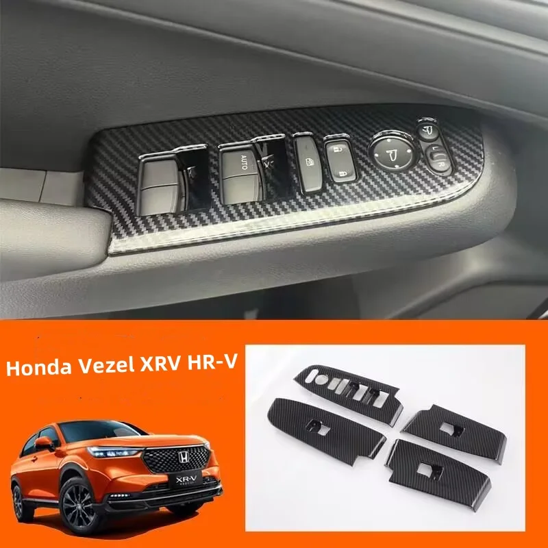 

LHD RHD Carbon Fiber Window Glass Lift Button Trim Switch Cover Door Armrest Panel Sticker for Honda XRV HR-V Vezel 2022-2024