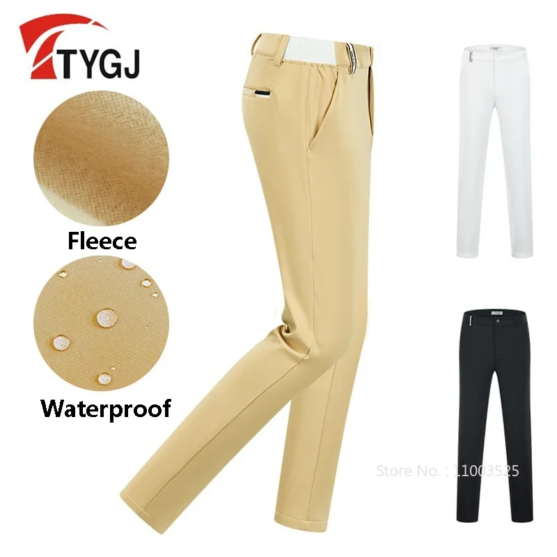 TTYGJ Men Thicken Fleece Golf Pants Male Waterproof Keep Warm Golf Trousers Men Windproof Long Pants Winter Casual Sweatpants