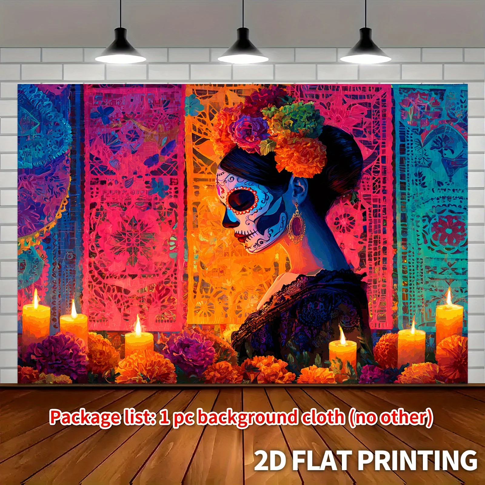 

1 шт. большой баннер Dia de los Muertos-фон с сахарным черепом женщина, украшение для вечеринки в честь Хэллоуина