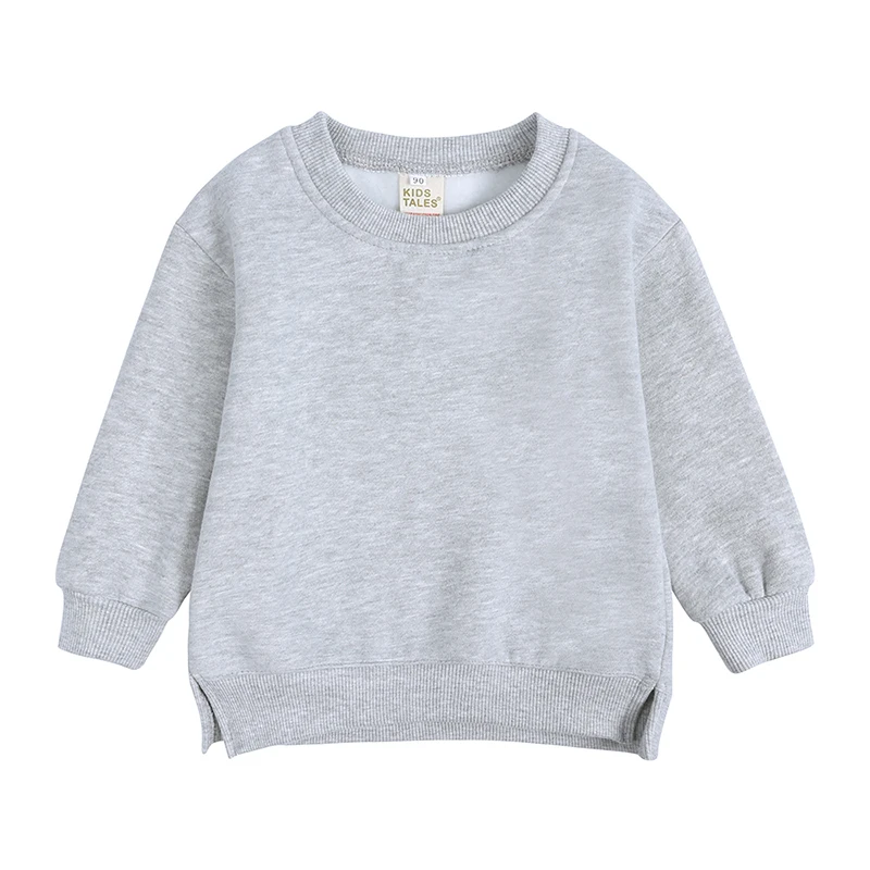 5814  9M-7Y Winter Kids Hoodies Baby Girls Boys Custom Solid Plush Pullover Children Boys Tops Long Sleeves Sweatshirts