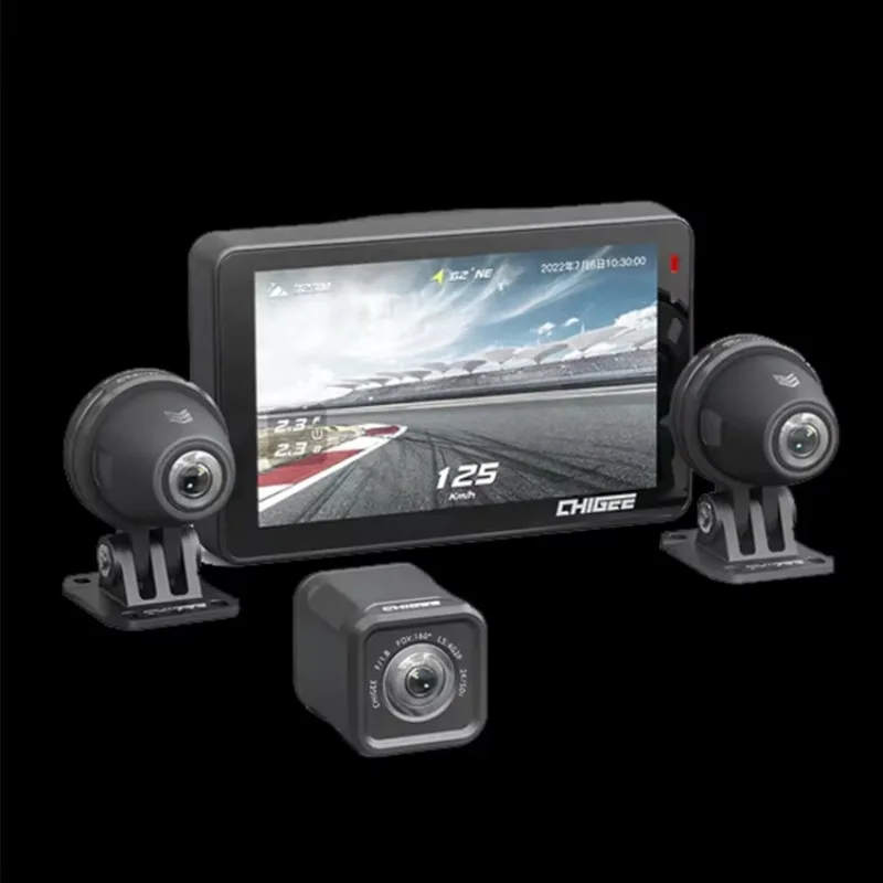 

CHIGEE High Performance 4.3 Inch Triple Camera Car Camera 4k Dashcam Motorcycle Dash Cam With Carplay