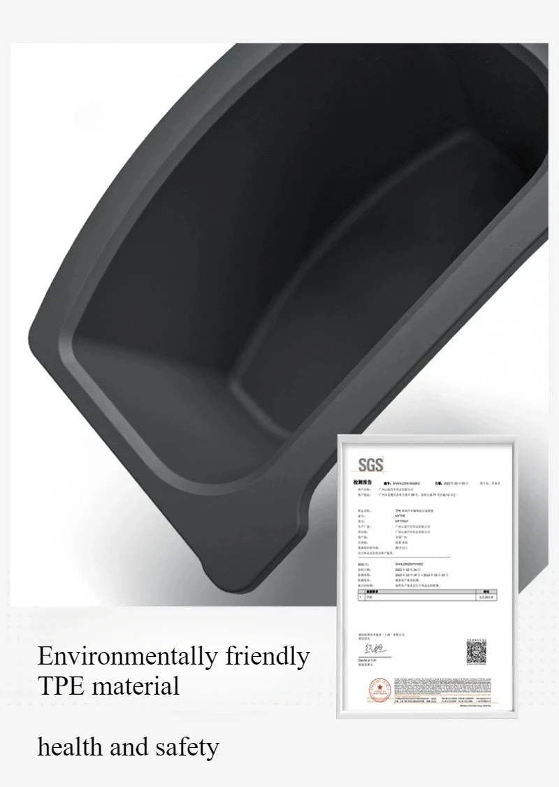 Für Tesla Model Y Juniper 2026 TPE Hintere Mittelkonsole Aufbewahrungsbox Organizer mit Abdeckung Mülleimer Unter dem Sitz Auto-Zubehör – Detail 11