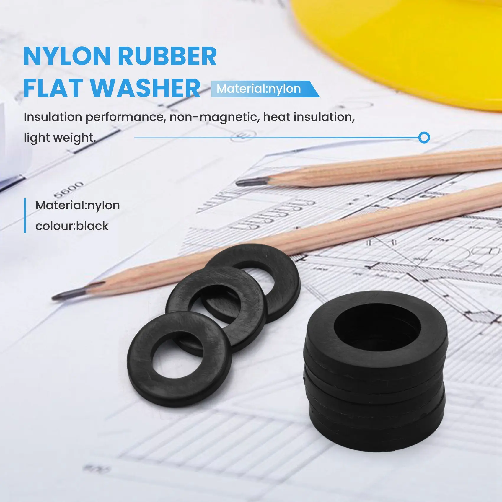 2025 Trend 1800Pcs Black Nylon Flat Washer Assortment Kit For M2 M2.5 M3 M4 M5 M6 M8 M10 M12 Plain Repair Washer Gasket Kit