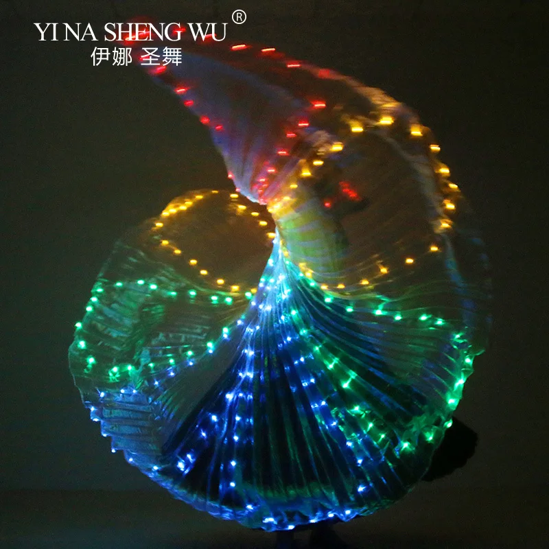 Butterfly Colorful Belly Dance Performance Costume LED Wings Dance Accessories Girls LED Wings LED Butterfly Wings NO STICKS