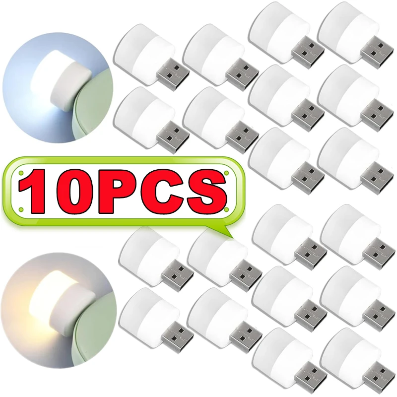 

1PC-10PCS LED Table Lamp Lights Room Plug Usb Light Night Mini Book Reading Decorating Items Warm White Eye Protections Bedroom
