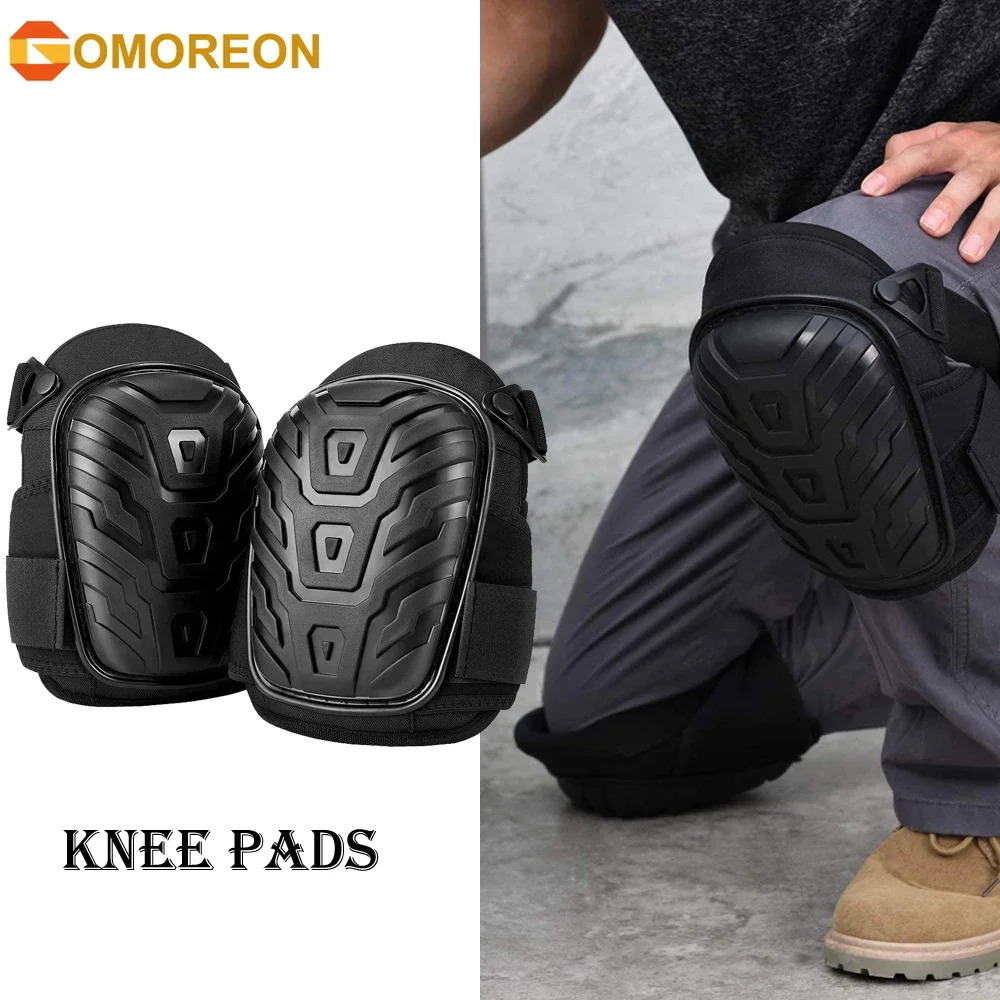 GOMOREON 1Pair Professional Knee Pads for Construction Work with Heavy Duty Foam Padding and Comfortable Gel Cushion