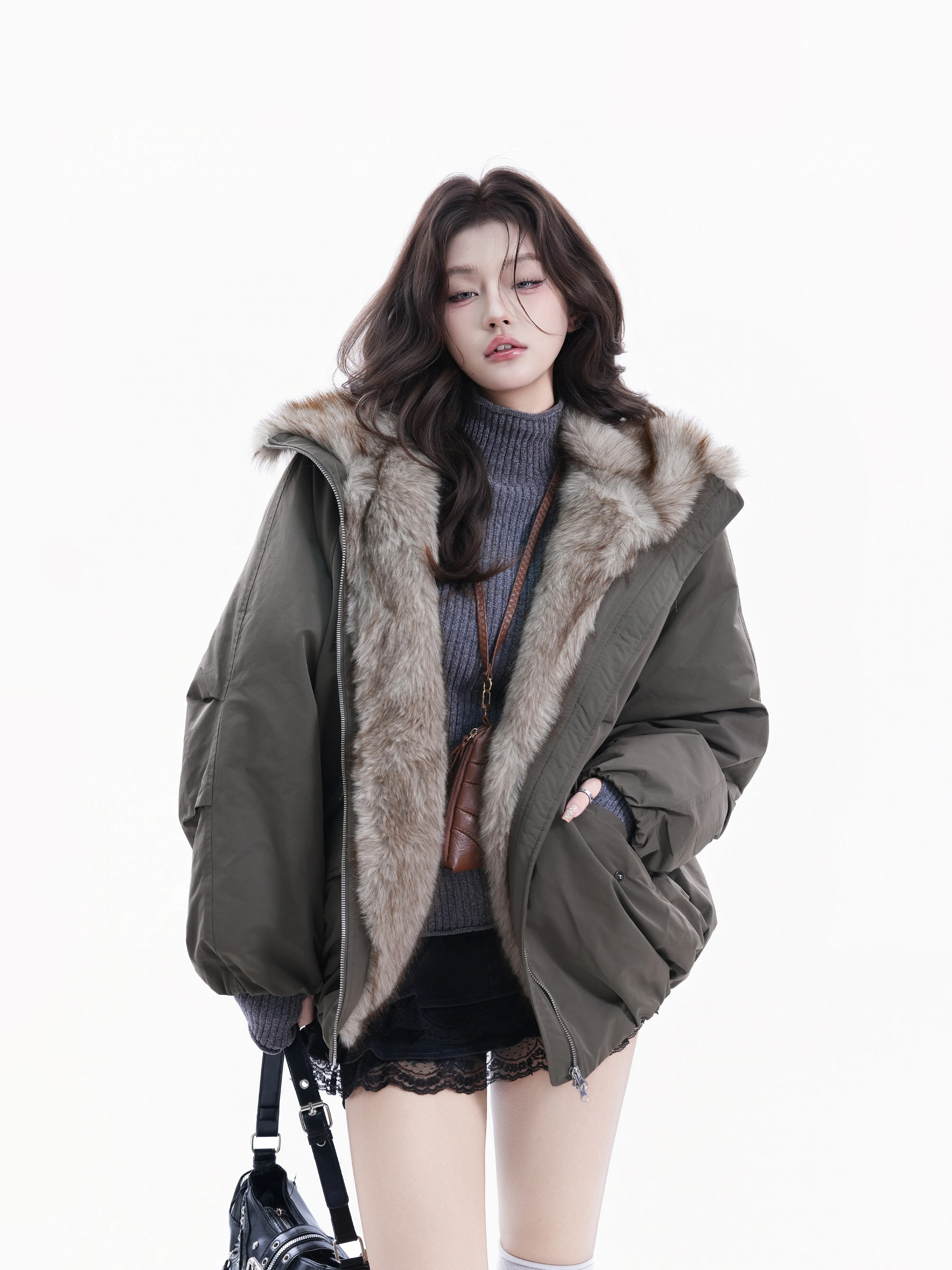 Street Fashion Korean - Jaqueta Feminina de Inverno com Capuz