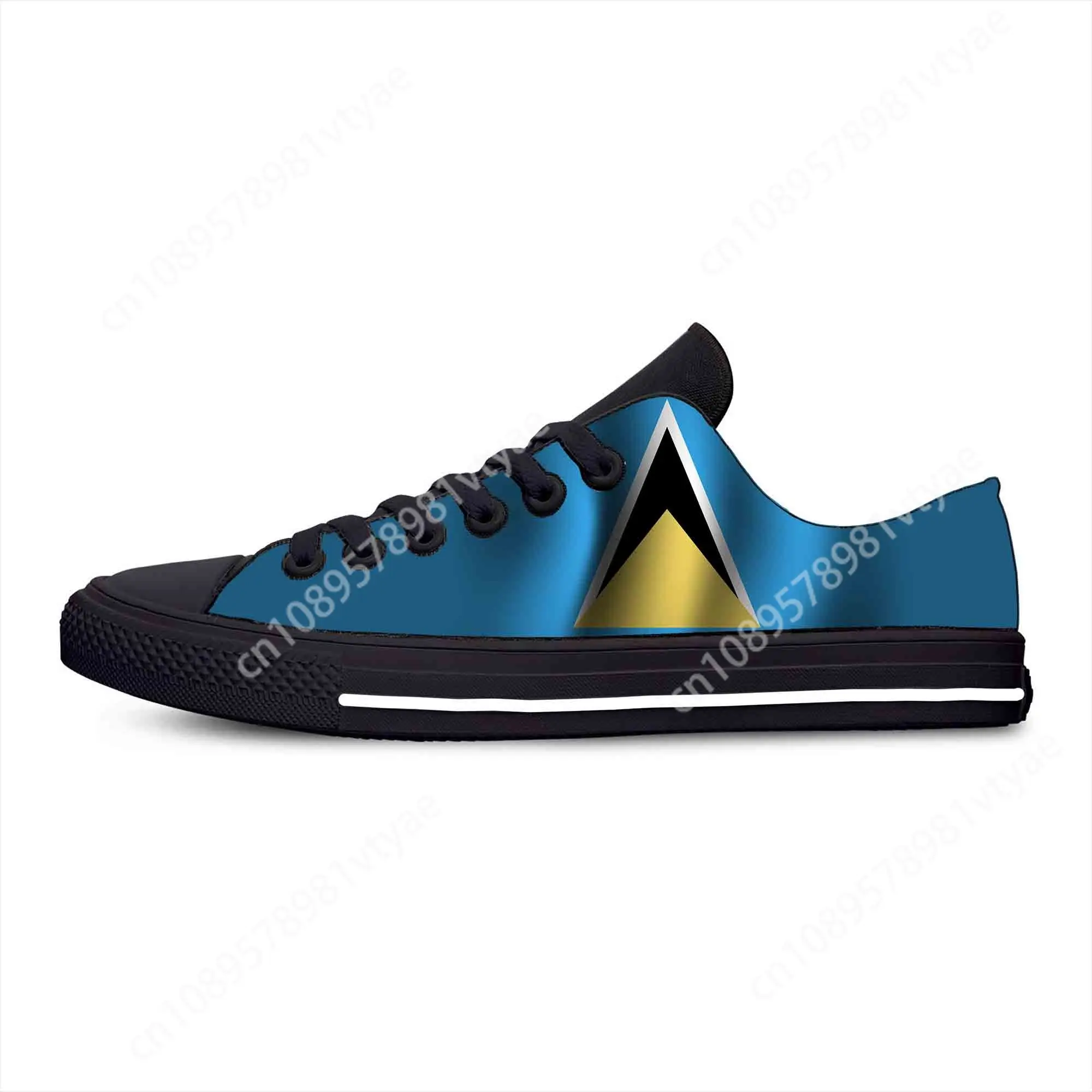 Saint Lucia Lucian Flag Patriotic Pride Cool Funny Casual Cloth Shoes Low Top Comfortable Breathable 3D Print Men Women Sneakers