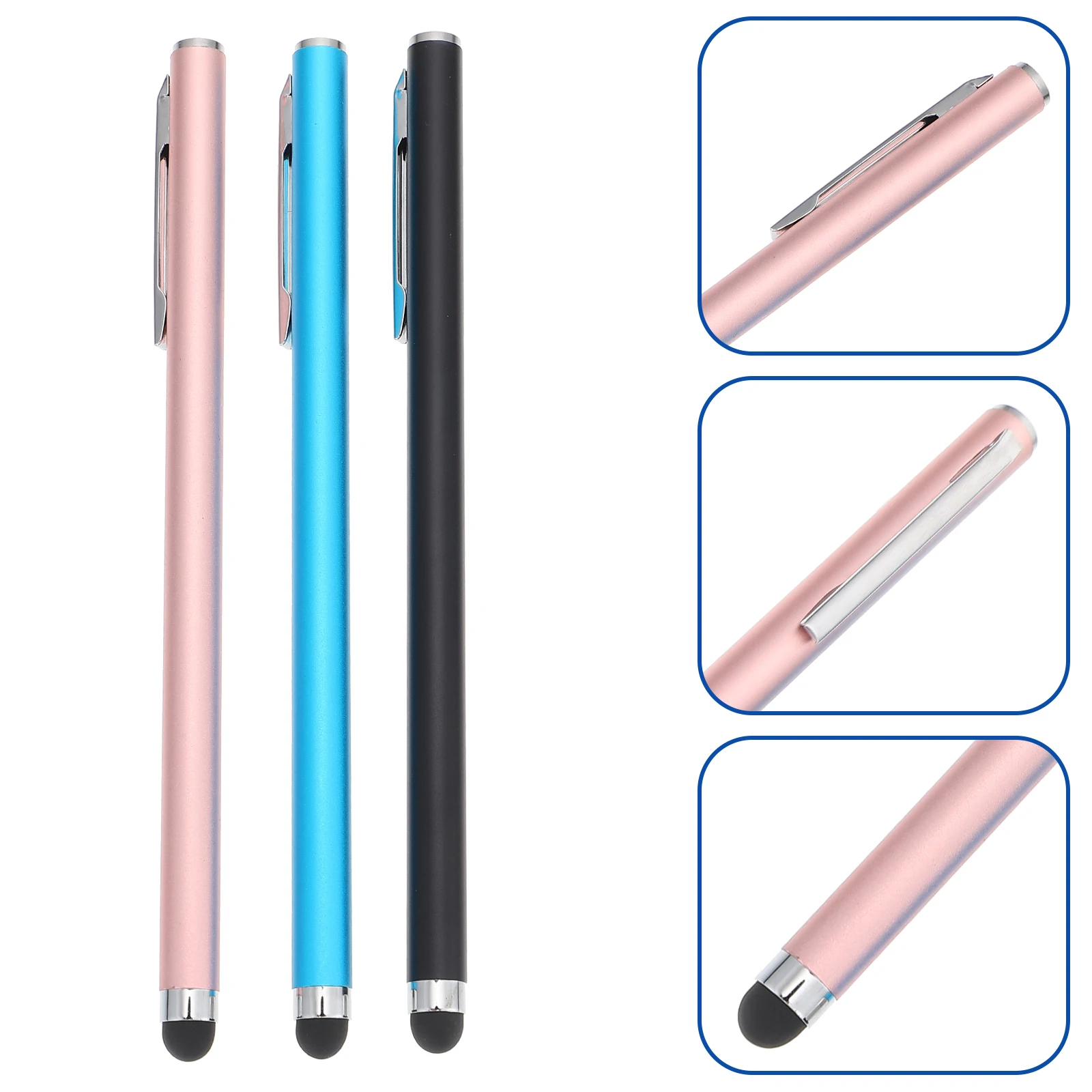 

3 Pcs Innovative Stylus Pen With Silicone Nibs Clip On Artistic Touch Screen Writing Device