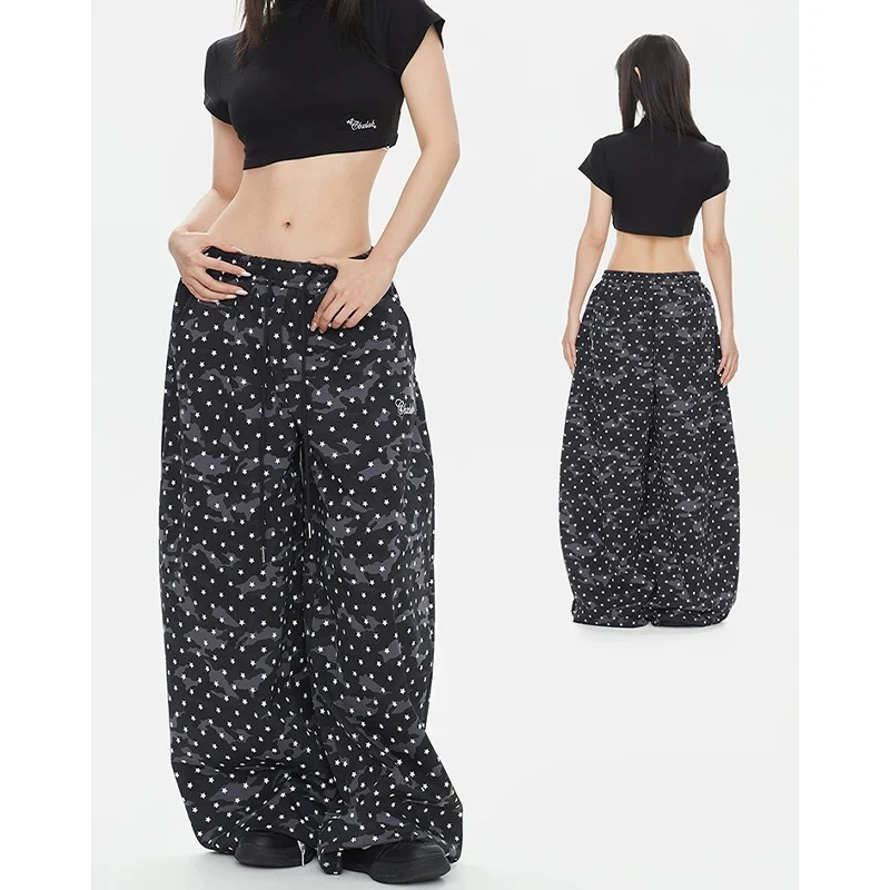 

﻿ 2026 Summer new American retro polka dot printed women's straight leg sweatpants millennial hot girl trendy casual pants