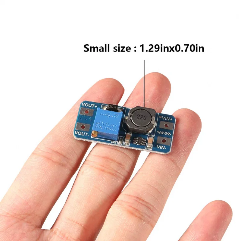 MT3608 DC-DC 스텝 업 전압 레귤레이터 모듈 - 조정 가능한 2A 부스트 컨버터 2-24V 입력 - 5V-28V 출력