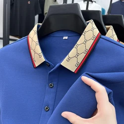 Autumn and Winter New Men's High-quality Solid Color Pure Cotton Business Casual Trend Korean Version Lapel POLOT Shirt Top