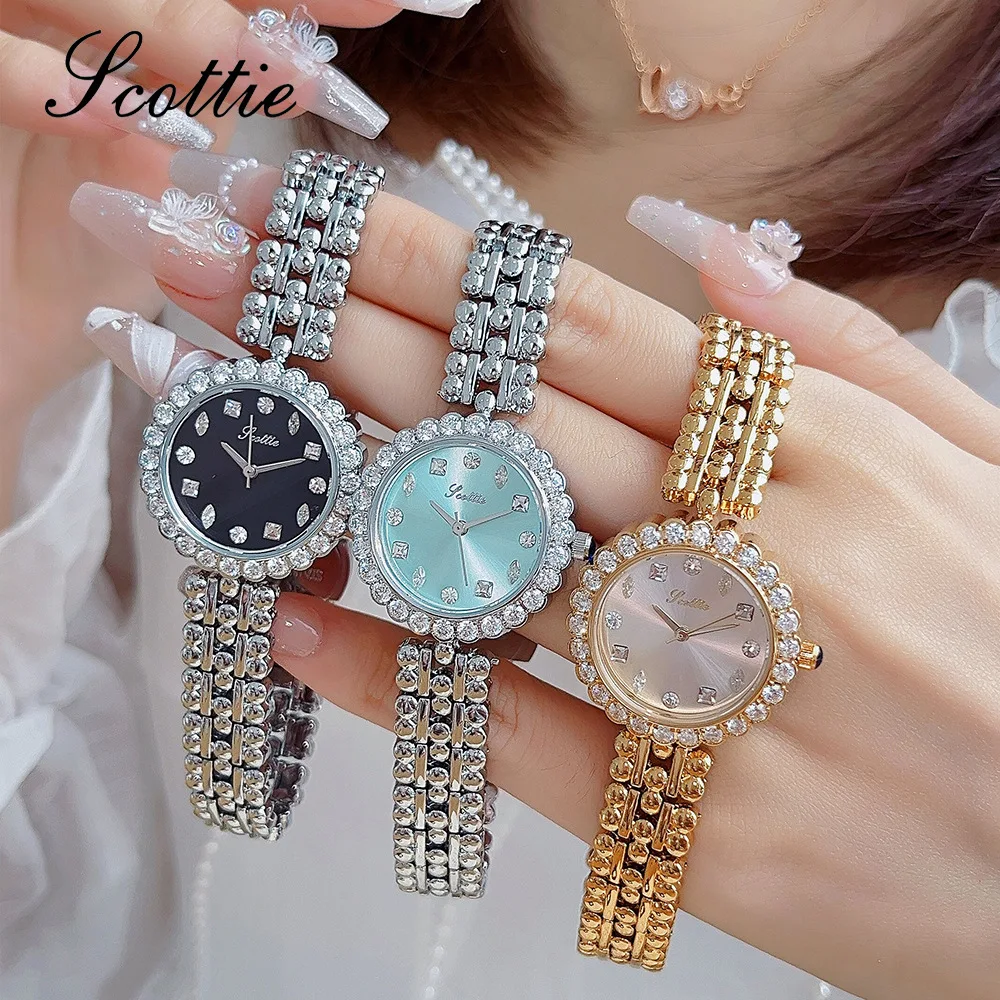 Scottie Women Quartz Watch Luxury Clock Gold Sliver Band Dial Vintage New Orologio Retro Stainless Steel Reloj Ladies Wristwatch