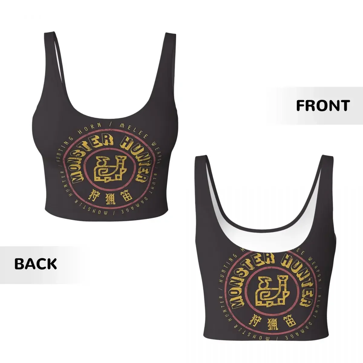 Custom Monster Hunter Hunting Horn Women Sports Vest Bras Gym Workout High Impact Yoga Crop Tank Top