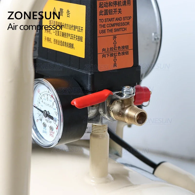 ZONESUN-compresor de aire silencioso sin aceite para máquina neumática, tipo pistón de cobre puro, 750W, 50L