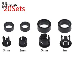 20Set 3mm/5mm Black Plastic LED Clip Holder Case Cup Bezels Mounting Cases