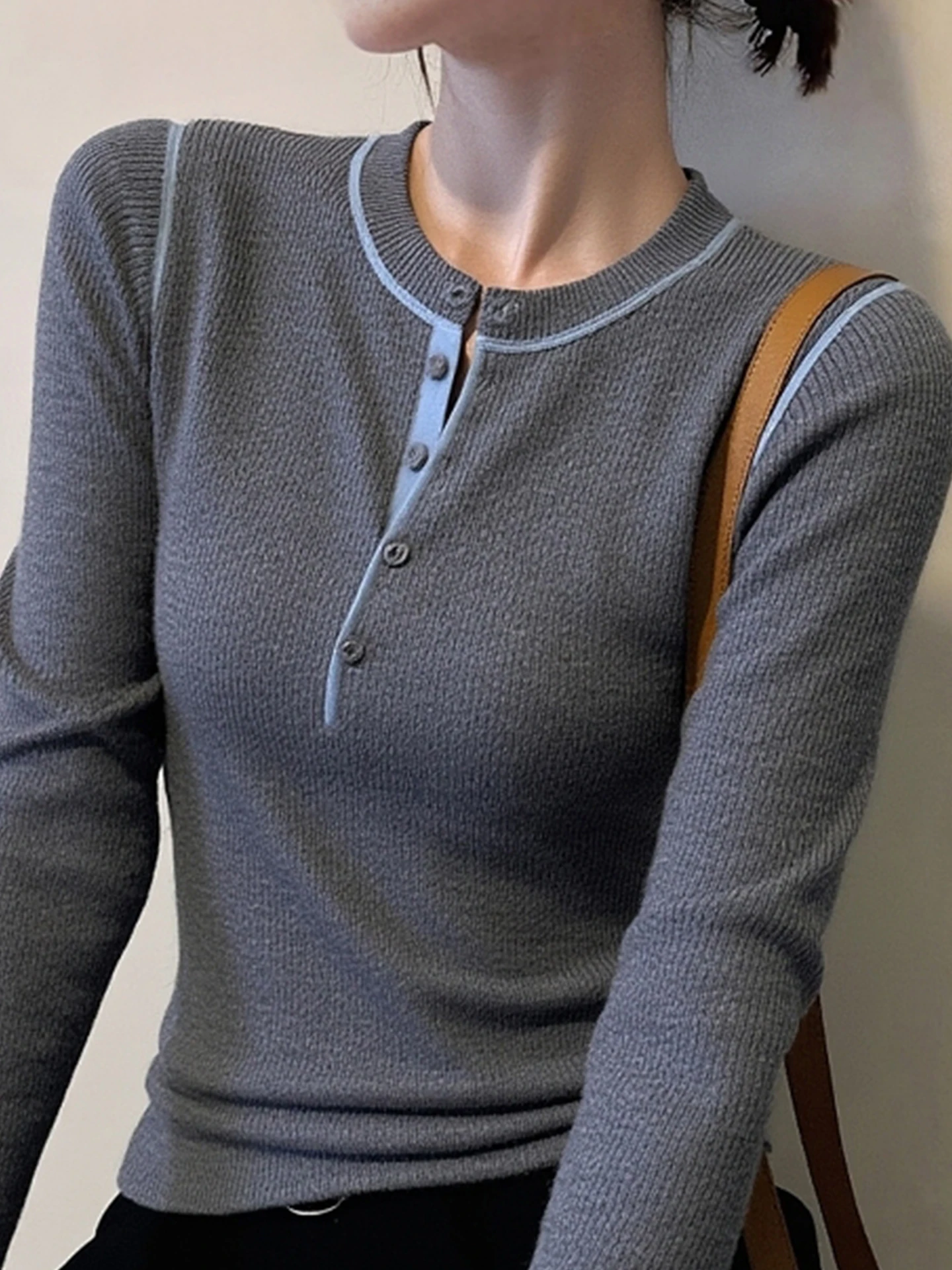 سترة نسائية محبوكة ناعمة ومريحة طويلة بطبقة أساسية irt Color Blo Design قمة شتوية متعددة الاستخدامات للتخسيس #5