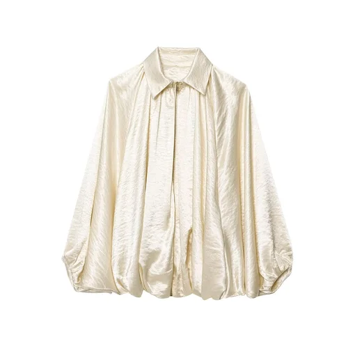 Imagen 2 del producto MUJER Chaquetas Bomber fruncidas para mujer, chaqueta hinchada de gran tamaño, abrigos de verano para mujer, chaqueta de entretiempo para mujer, novedad en prendas de vestir exteriores