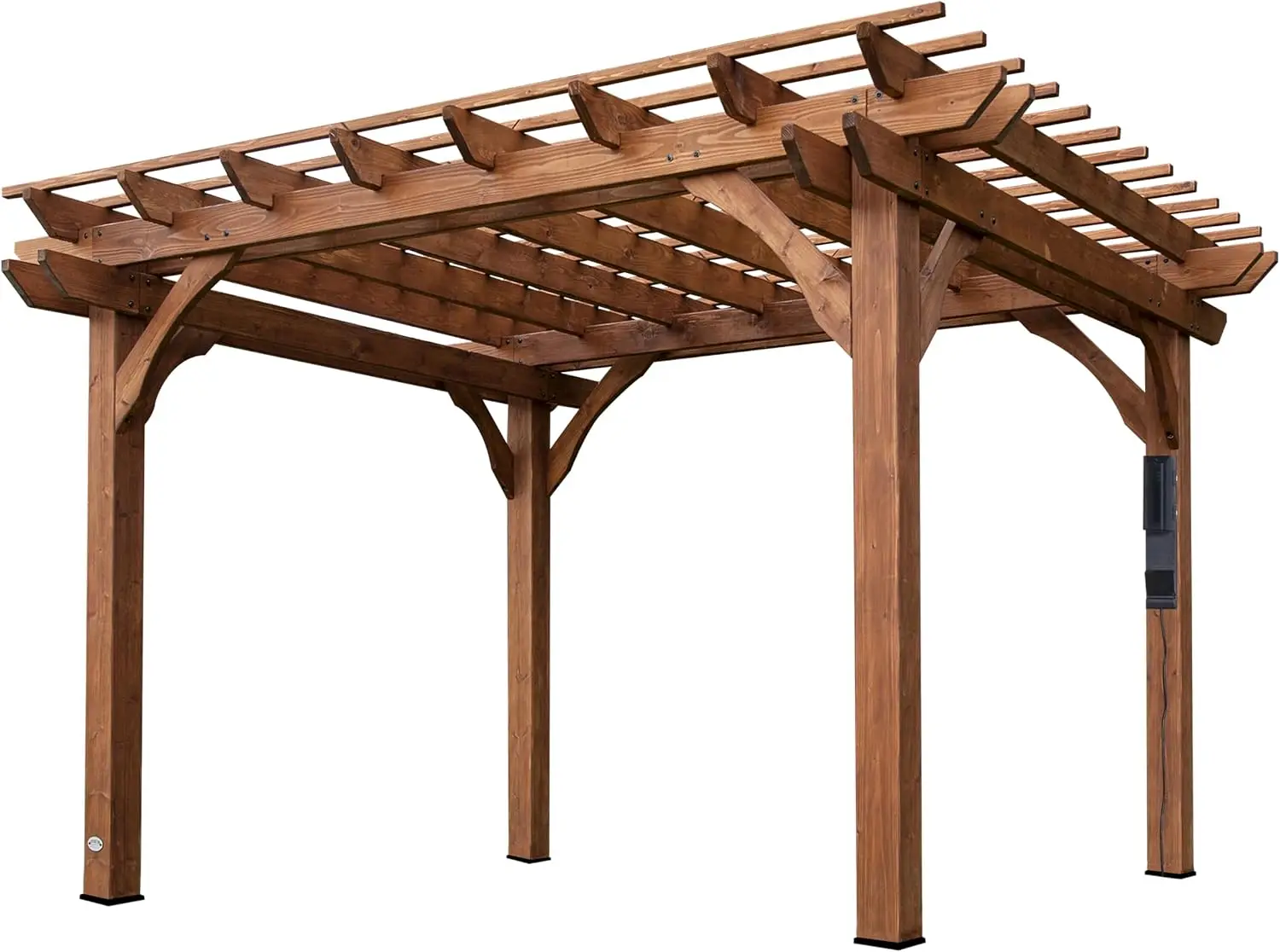 Beaumont 12' x 10' Traditional Cedar Wood Pergola Kit with Trellis Roof, All-Season Durability, High-Wind Rating, PowerPort, Sha
