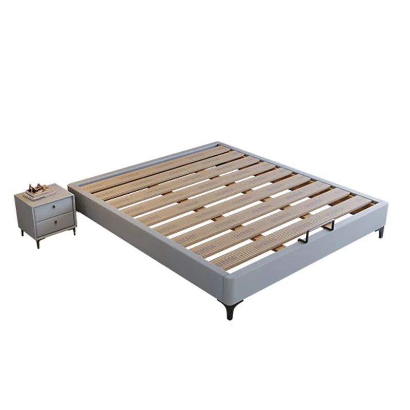 

Modern, simple, master bed, small apartment, shelf, no backrest, flush edge, no bedside.