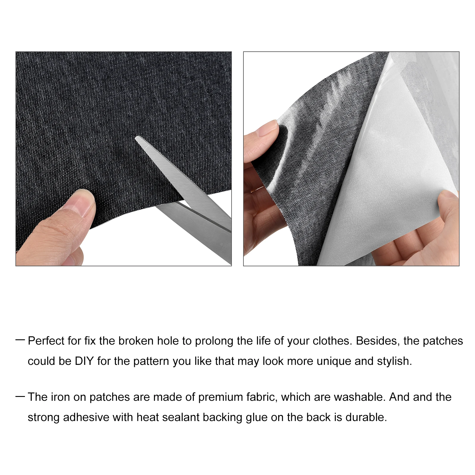4Pcs Denim Patches Iron-on Patches for Clothing Repair Fabric Repair Patches Iron-On Mending Fabric Black
