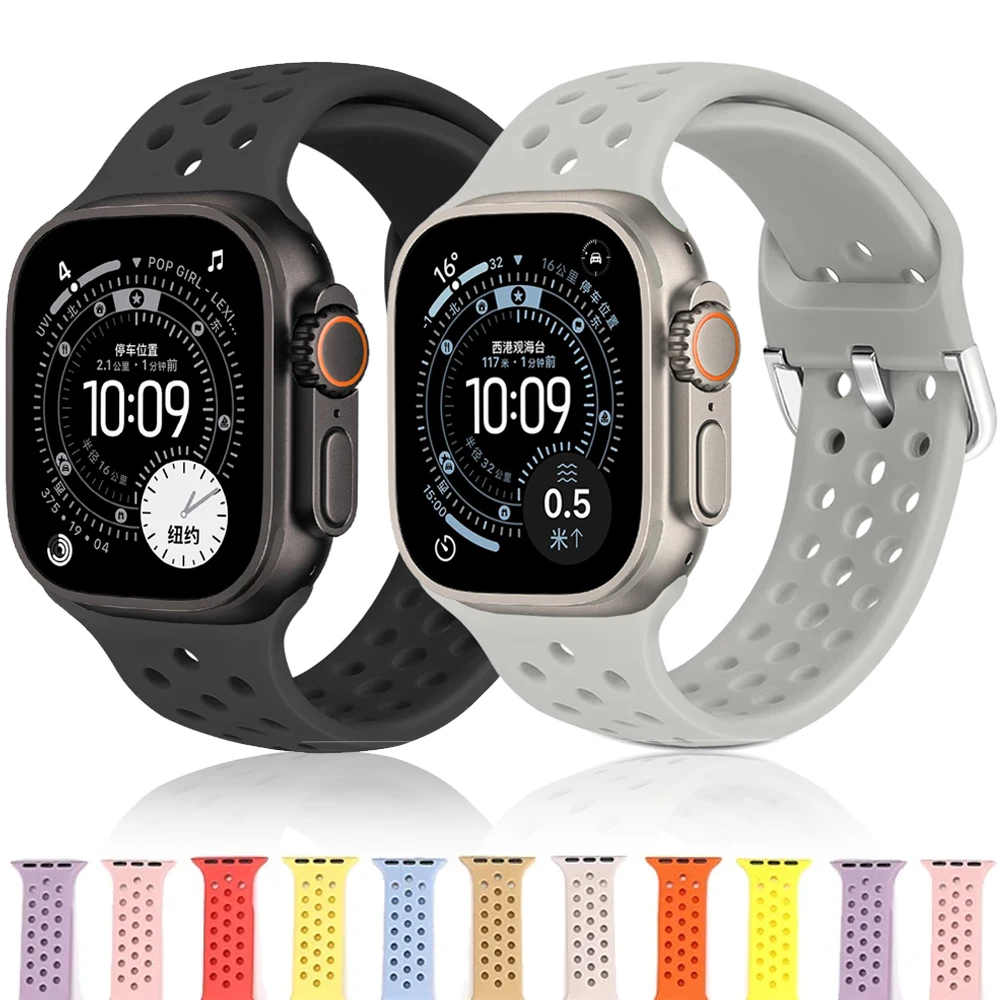 Silikonarmband für Apple Watch 11 10 42mm 46mm Ultra 3-1 49mm Sportarmband IWatch 9 8 7 6 5 4 SE 3 45mm 44mm 41mm 40mm Band