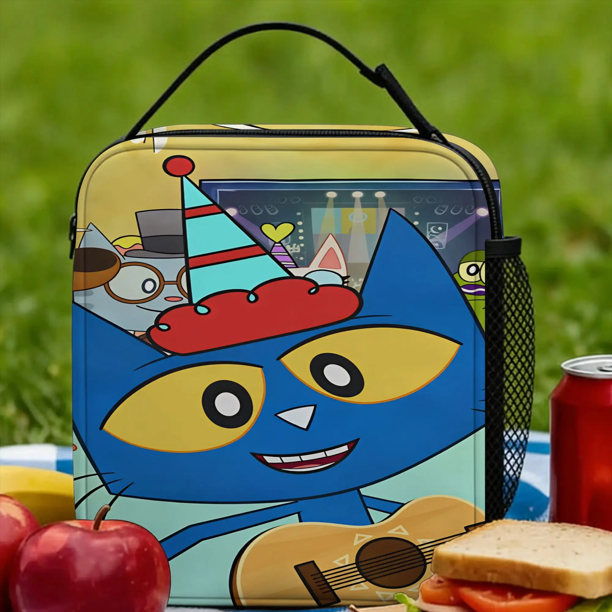 Pete The Cat Stars Comic Lunch Bag Portable Zipper Lunch Box Adult School Print Cooler Bag Leisure Waterproof Thermal Lunch Bags