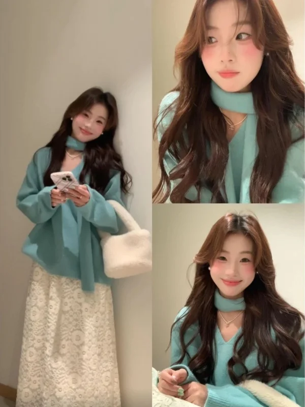 

Новая модная женская юбка Aosphere с художественным кружевом, длинная, в корейском стиле, с высокой талией, А-силуэт, для повседневной носки