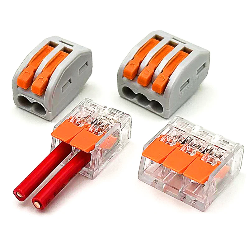 

Universal compact fast terminal wire connectors, plug-ins, parallel modules, home circuit connections, compact separators