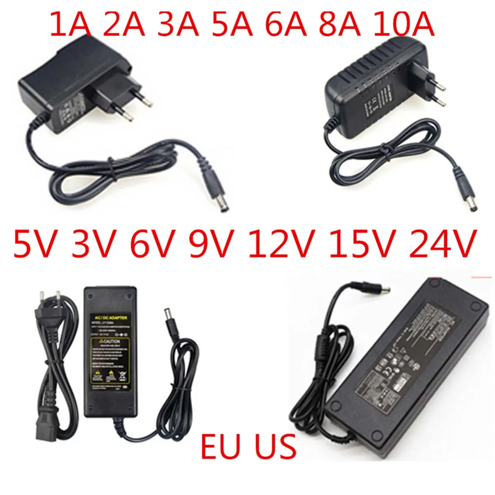 Adaptador de corriente Universal para tiras de luz LED, fuente de alimentación de AC 110-240V, DC 5V, 6V, 8V, 9V, 10V, 12V, 15V, 0.5A, 1A, 2A, 3A