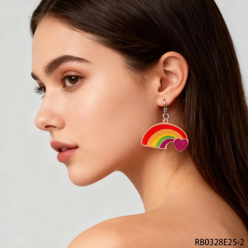 PESENAR Ces boucles d'oreilles arc-en-ciel à cœur unique sont très mignonnes L'accessoire parfait pour la Saint-Valentin