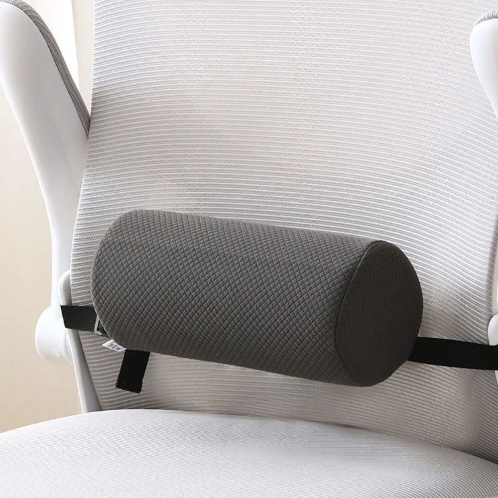 Adjustable Strap Lumbar Support Pillow Breath Fabric Car Seat Fit Cylinder Roll Pillow Office Chair Fit Back Support Cushion