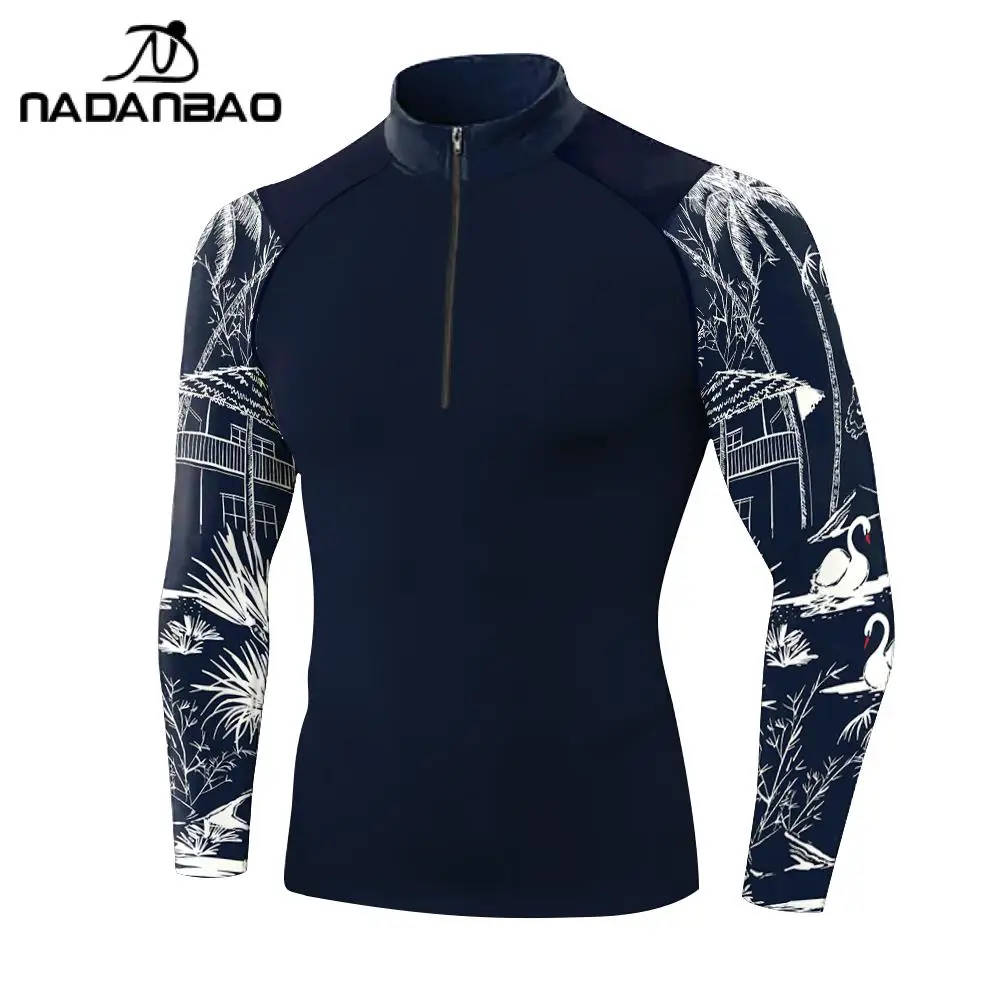Nadanbao letni t-shirt męski strój kąpielowy stroje do nurkowania koszulka z zamkiem błyskawicznym ubrania ochronne suszenie surfingu stroje